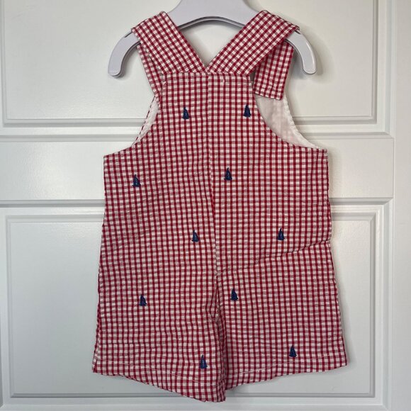 Adventurewear 360 Anchor Embroidered Gingham Romper Boys Size 12M 100% Cotton - Picture 3 of 9